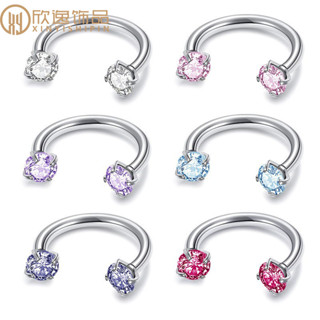Joias de Piercing em Aço Inoxidável Anel de Nariz Redondo com Duplo Zircônia Anel de Nariz Simples em Forma de U Série d em Oferta na Shopee