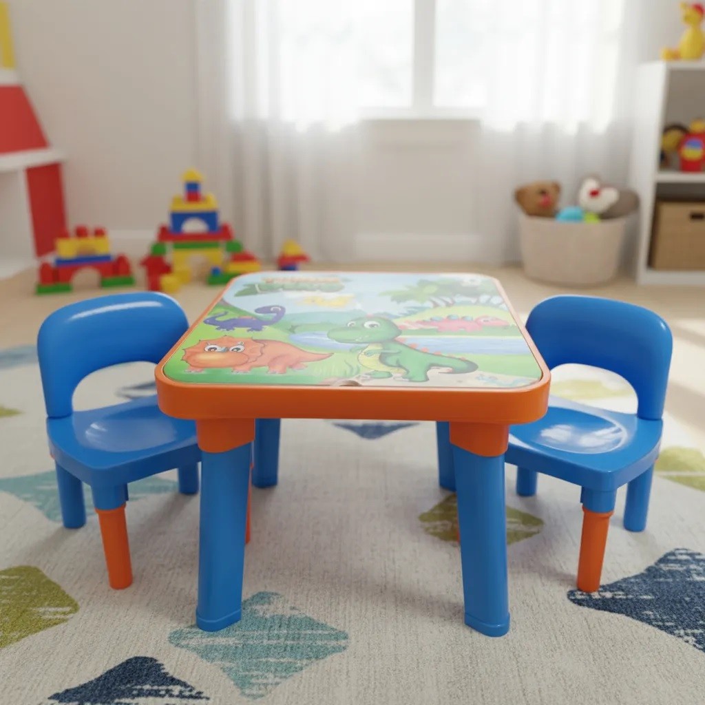 Mesinha infantil  Dino com  2 Cadeira  porta lápis e divisórias Educativo escolar