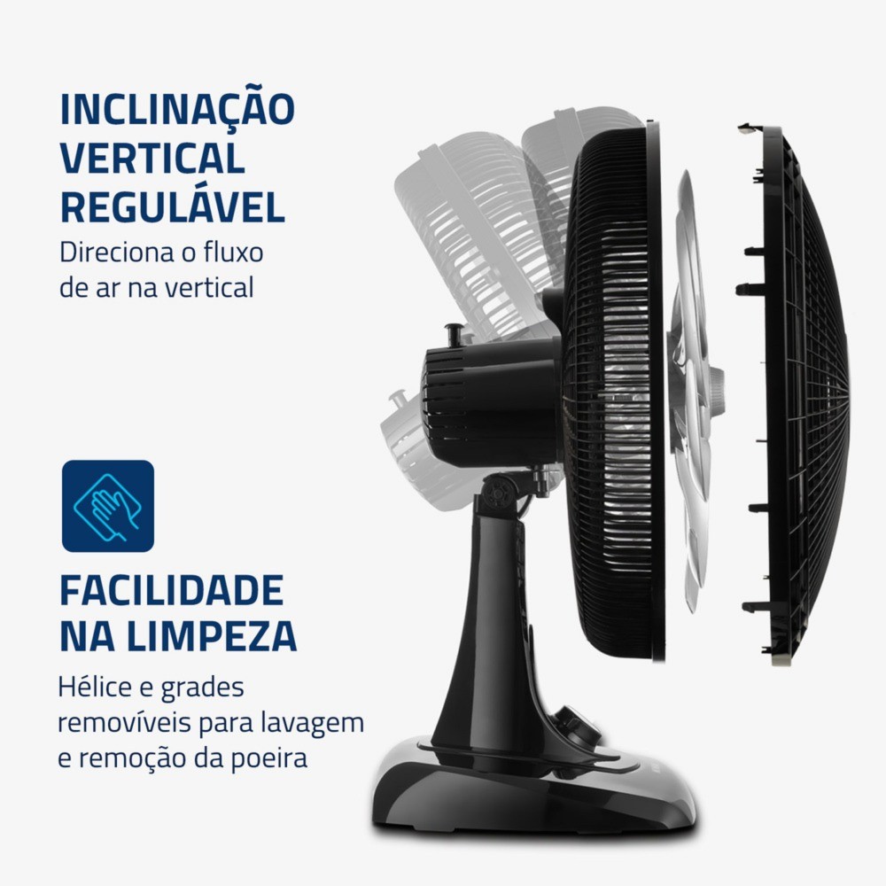 Detalhes do Ventilador de mesa 40 cm 6 pás com 3 velocidades Super Power - VSP-40-B Mondial