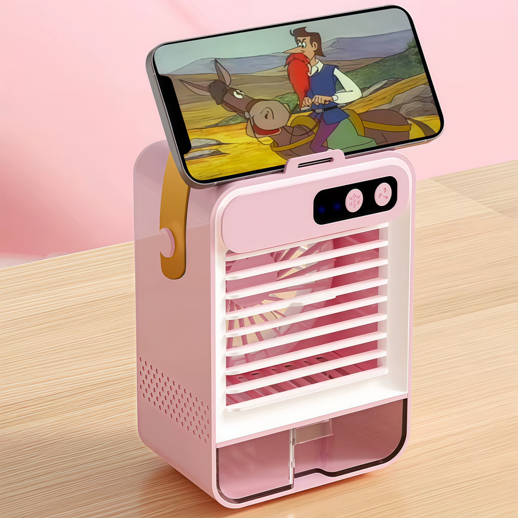 Mini Ar-Condicionado Portátil 3 em 1 USB Refrigera, Umidifica e Ventila Silencioso