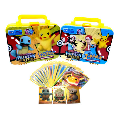 Kit 55 Cartinhas Pokemon Maleta De Metal Porta Card Presente em Oferta na Shopee