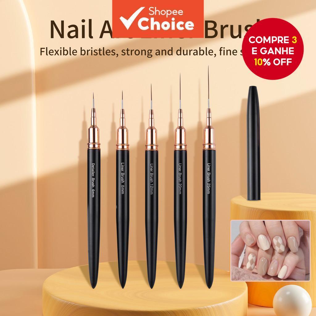 4/8/12/20/25mm Pincéis Para Pintura De Unhas Linhas De Desenho De Flores Caneta Linha Fina Pregos Detalhe Com Tampa De em Oferta na Shopee