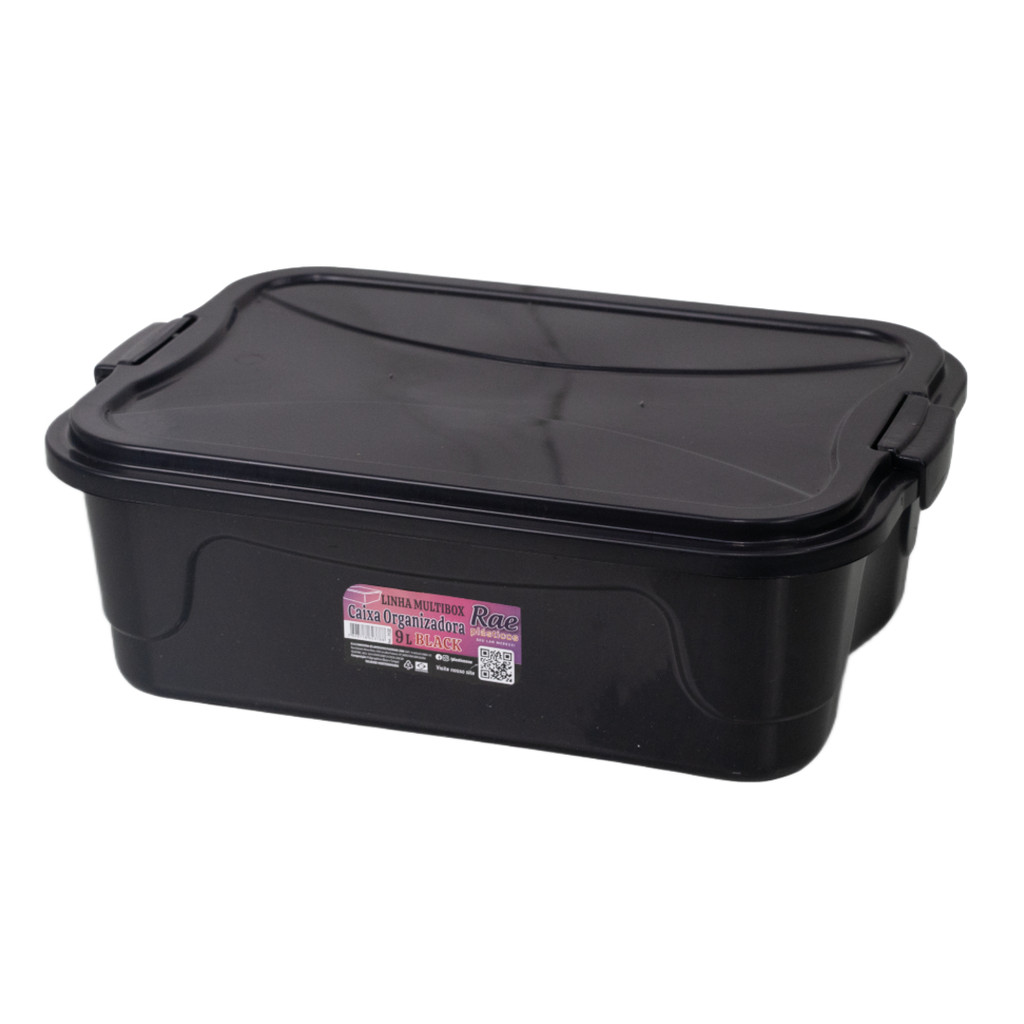 Caixa Organizadora Multibox 9L Com Tampa E Trava Black