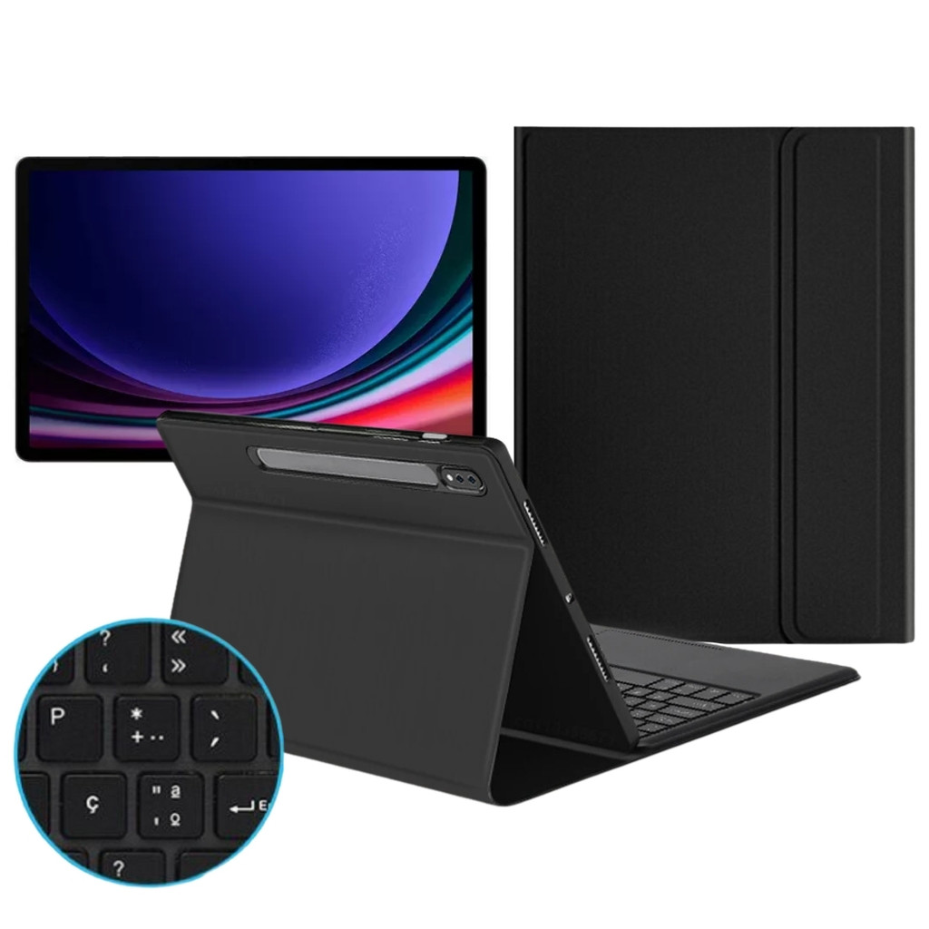 Capa Case c/ teclado sem fio para Galaxy Tab S9+ /S9 FE+12,4 / s10 12,4