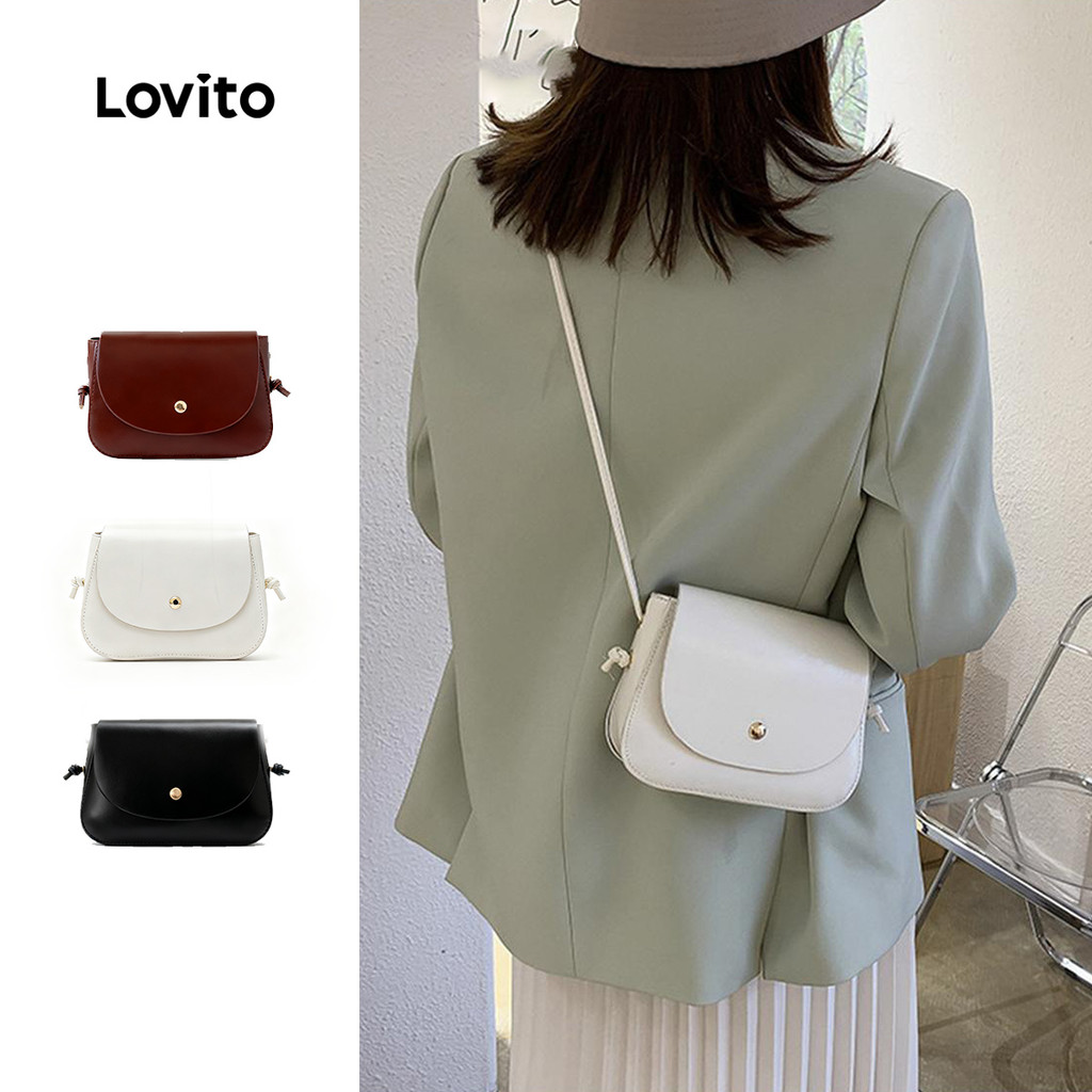 Lovito Casual Plain Little Fresh Small And Light Estudante Trabalhadores Pequena bolsa de ombro para mulheres LFA55025 em Oferta na Shopee