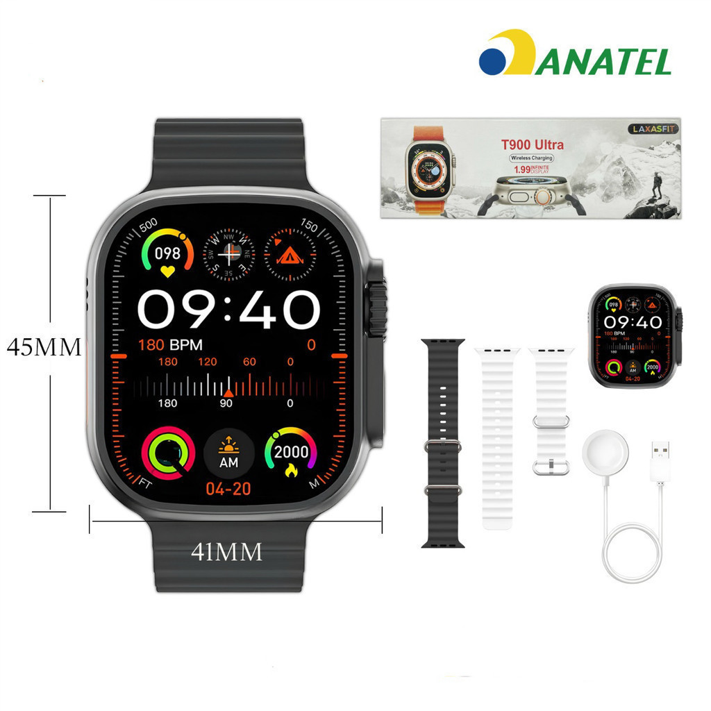 T800 Ultra Smart Watch Bluetooth Monitoramento de saúde Exercício Contagem de frequência cardíaca