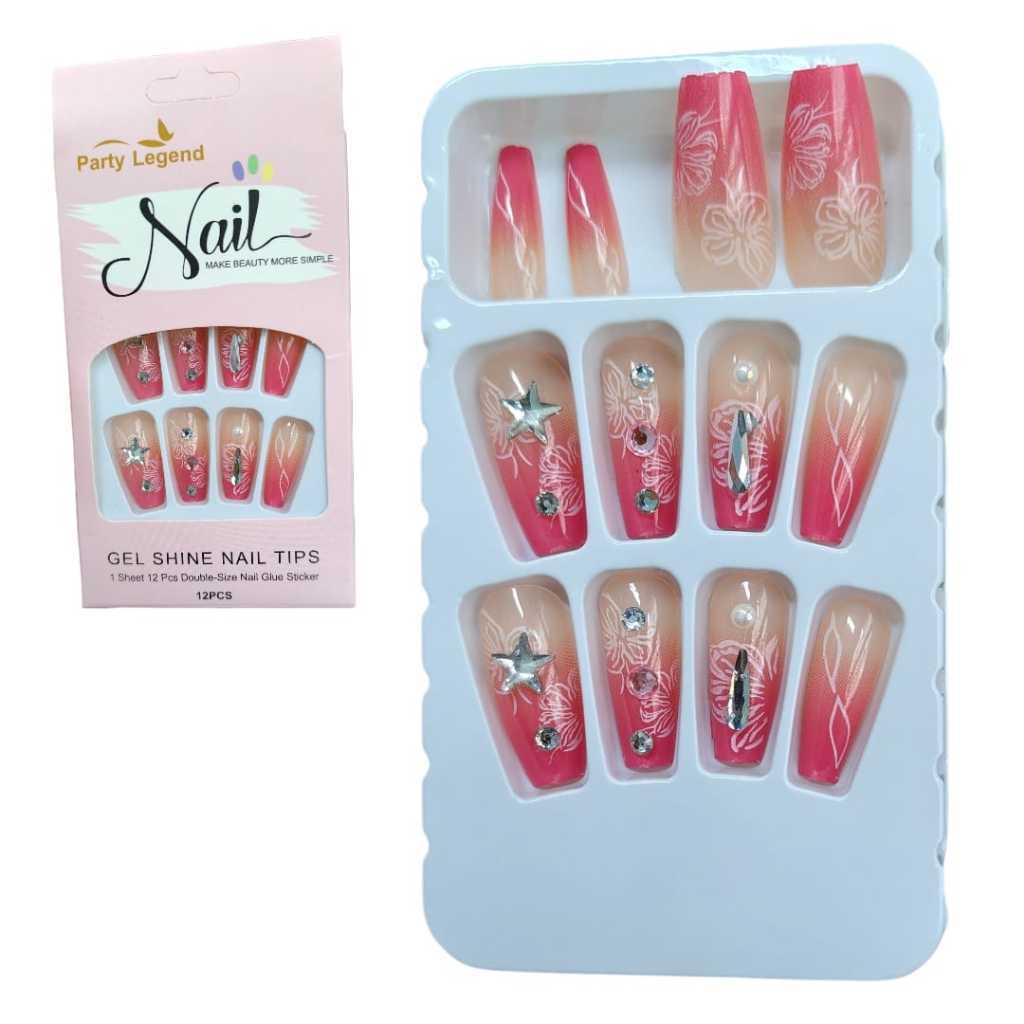 Unhas Postiças com adesivos amendoada bailarina com strass estilo francesinha unhas realistas em Oferta na Shopee