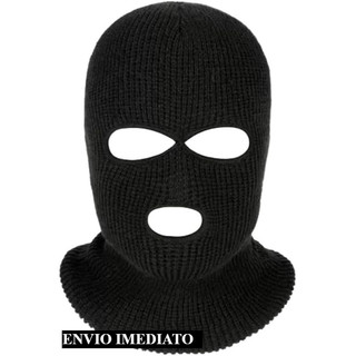 Balaclava Preta 3 Furos Capuz Ninja 3 Furos de Lã para Motoqueiros Ciclistas Alta durabilidade Balaclava Lã
