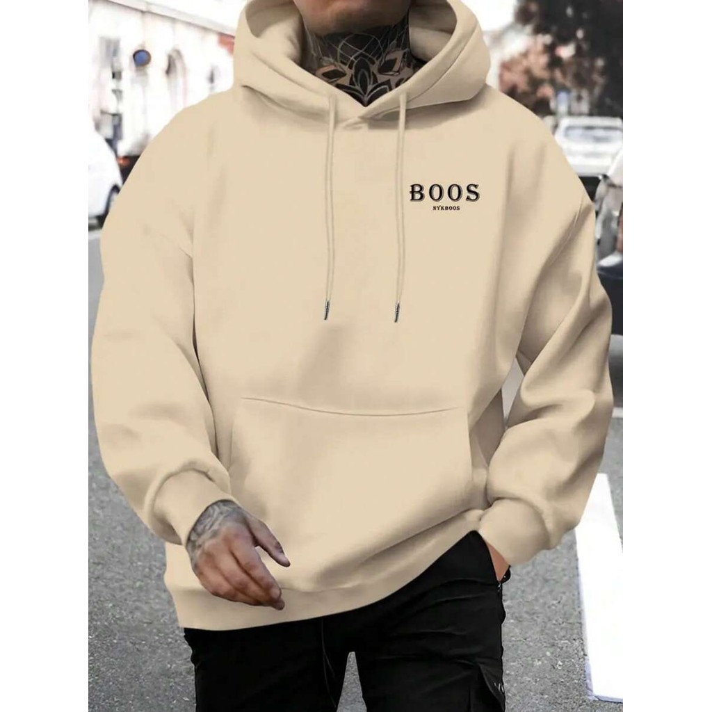 Moletom Masculino Estampado Boos Escrito Blusa De Frio Canguru Personalizado Streetwear Flanelado