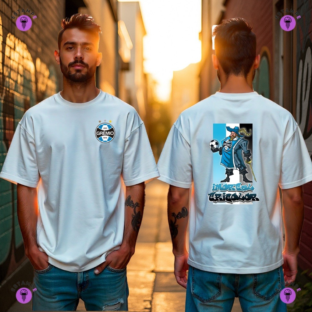 Camisa Camiseta Oversized Gremio Glorioso Time Futebol Blusa 100% Algodão Premium Adulto Unissex