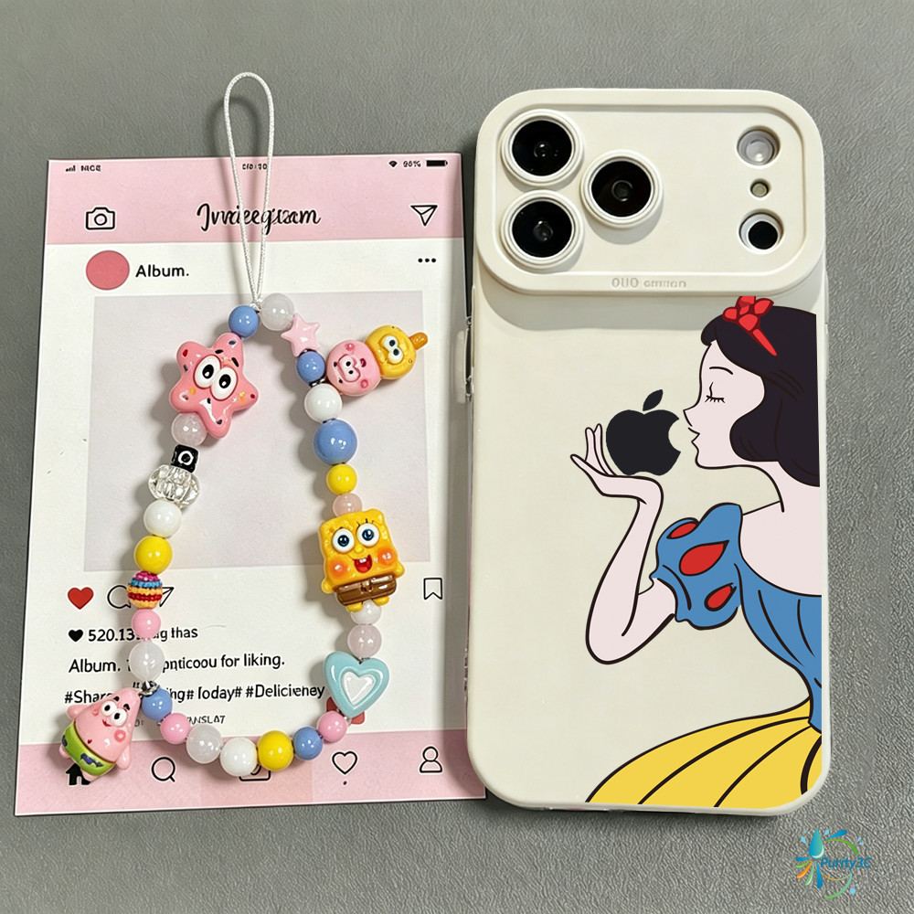 Capinha Branca de Neve com Proteção de Câmera Para iPhone 17 Pro Max 16 15 14 13 12 11 XS XR 7 Plus Capa de Celular