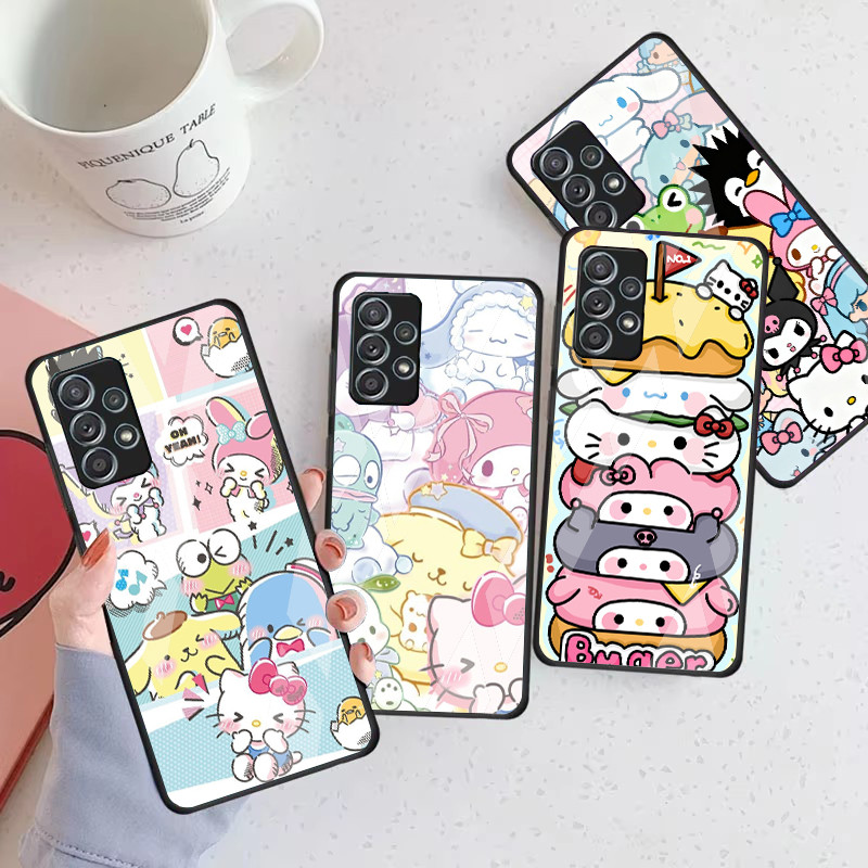 Sanrio 01 Capa De Telefone De Vidro Para Samsung Galaxy A16 A15 A25 A35 A55 A53 A54 A34 A14 A32 A52 4G 5G A56 A54