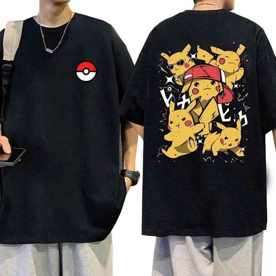 Camiseta Oversized Unissex Pikachu Pokémon Estampada - Streetwear Casual Anime, Camisa Masculina Feminina, Moda Urbana