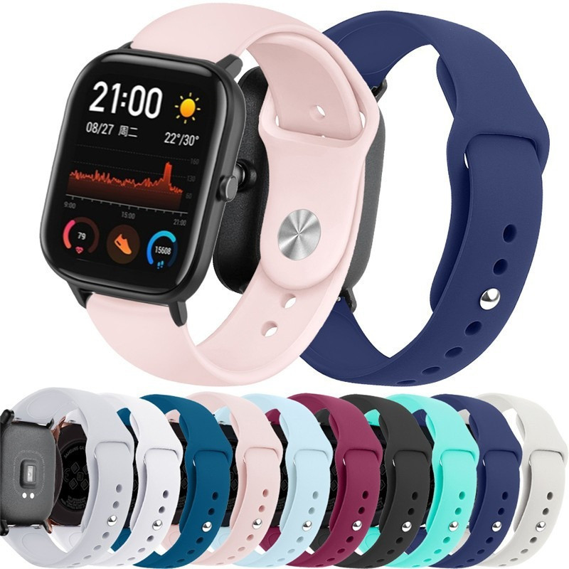 Pulseira 20mm 22mm Silicone Amazfit Gts3/Bip S/Bip Lite/Gts/Gts 2/Gtr 42mm/2 Mini Smartwatch Relógio