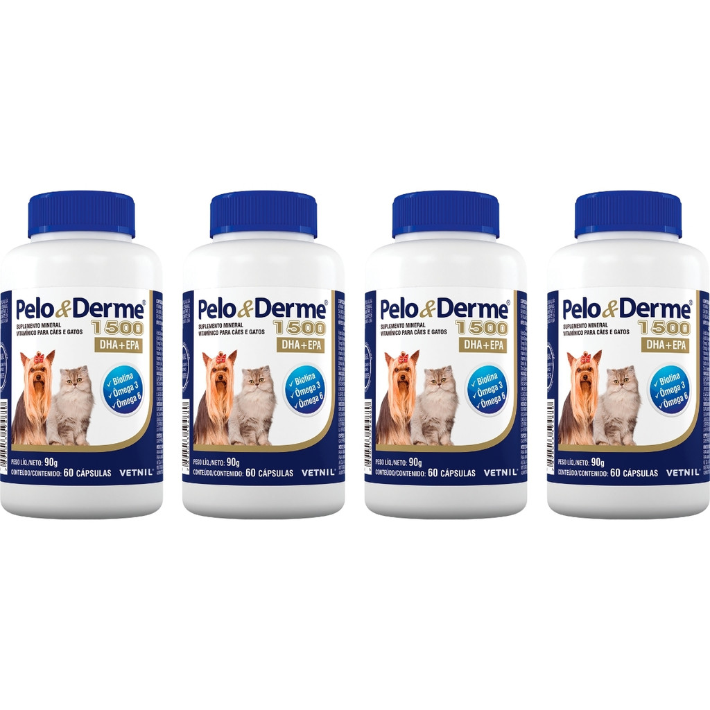 Pelo E Derme 1500 Dha+Epa 60 Capsulas - Vetnil - 4 Unidades