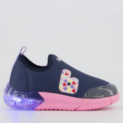 Tênis Bibi Space Marinho e Rosa com Luzes