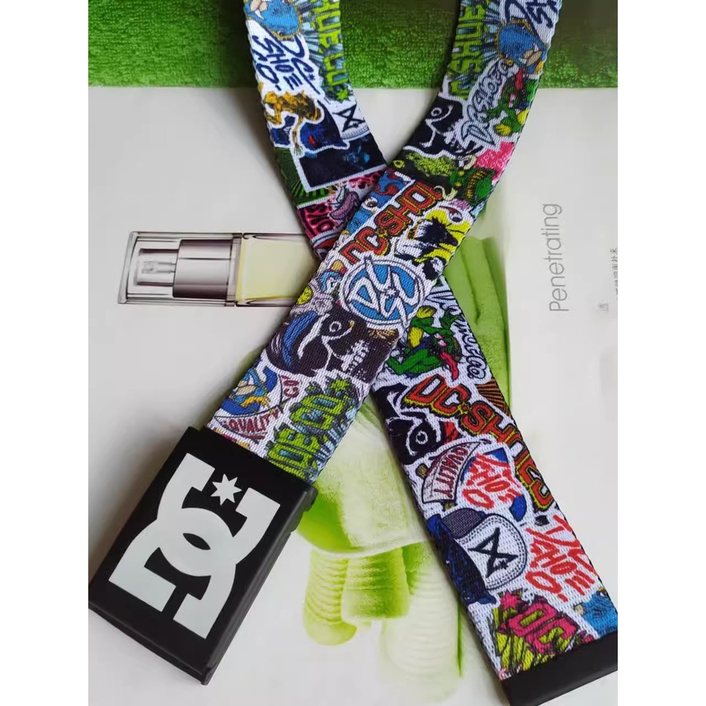 Dc skate marca cinto de lona rua Wear lazer esportes ao ar livre esqui All-Match estudante rua dança fivela cinto na mod