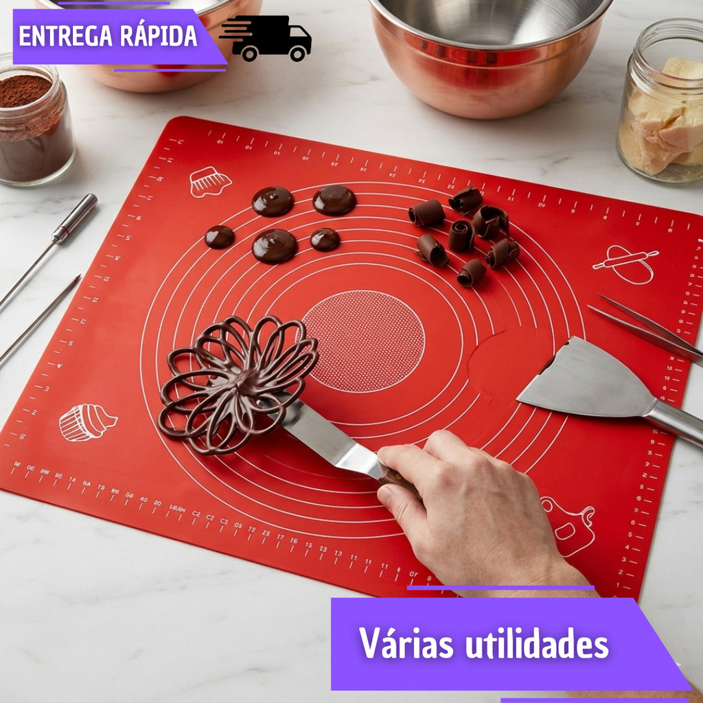 Conjunto 2 Tapete de Silicone 40x50cm Antiaderente Para Forno Massa Pão Utensilios De Cozinha Confeitaria Não Gruda — imagem 2 de 2