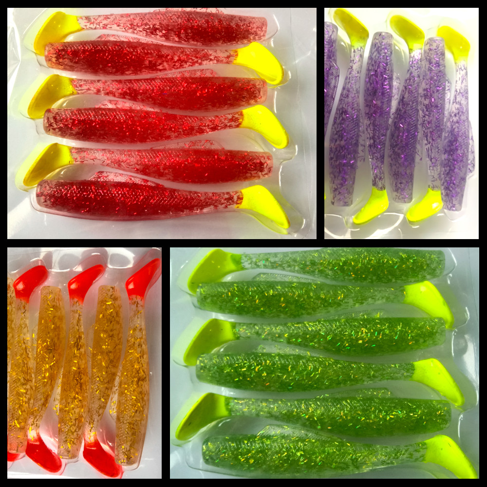 6 Pçs zman MinnowZ Isca Macia 80mm 5g Shad Glitter Brilhante Plástico Macio Minhoca Flutuante Água De Pesca Baixo