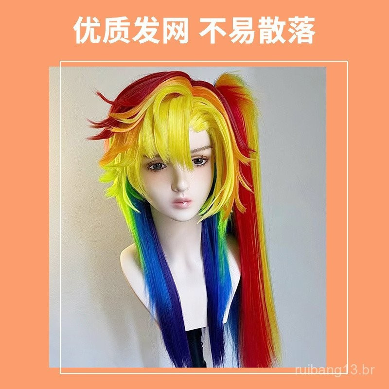 Nova Peruca Colorida de Halloween para Cosplay de Anime My Little Pony, Peruca Colorida Arco-Íris Nublado Estilo Harajuk