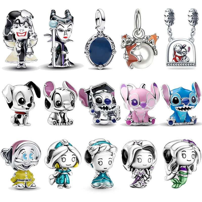 Pingente de Princesa de Halloween em Prata 925, Pérola Original para Pulseira Feminina 925, Presente de Joia DIY VKLN