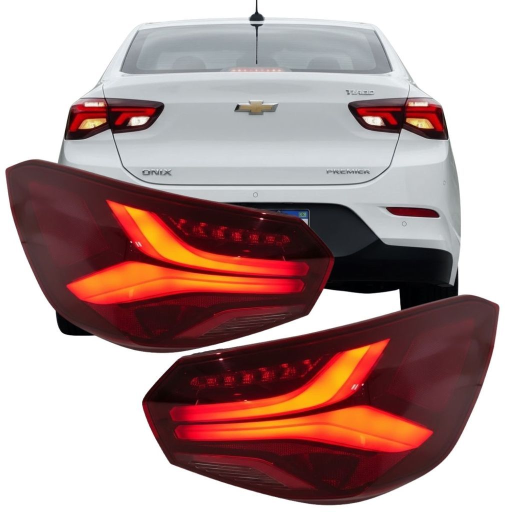 Par Lanterna Traseira com LED Chevrolet Onix Plus Sedan 2020 a 2026