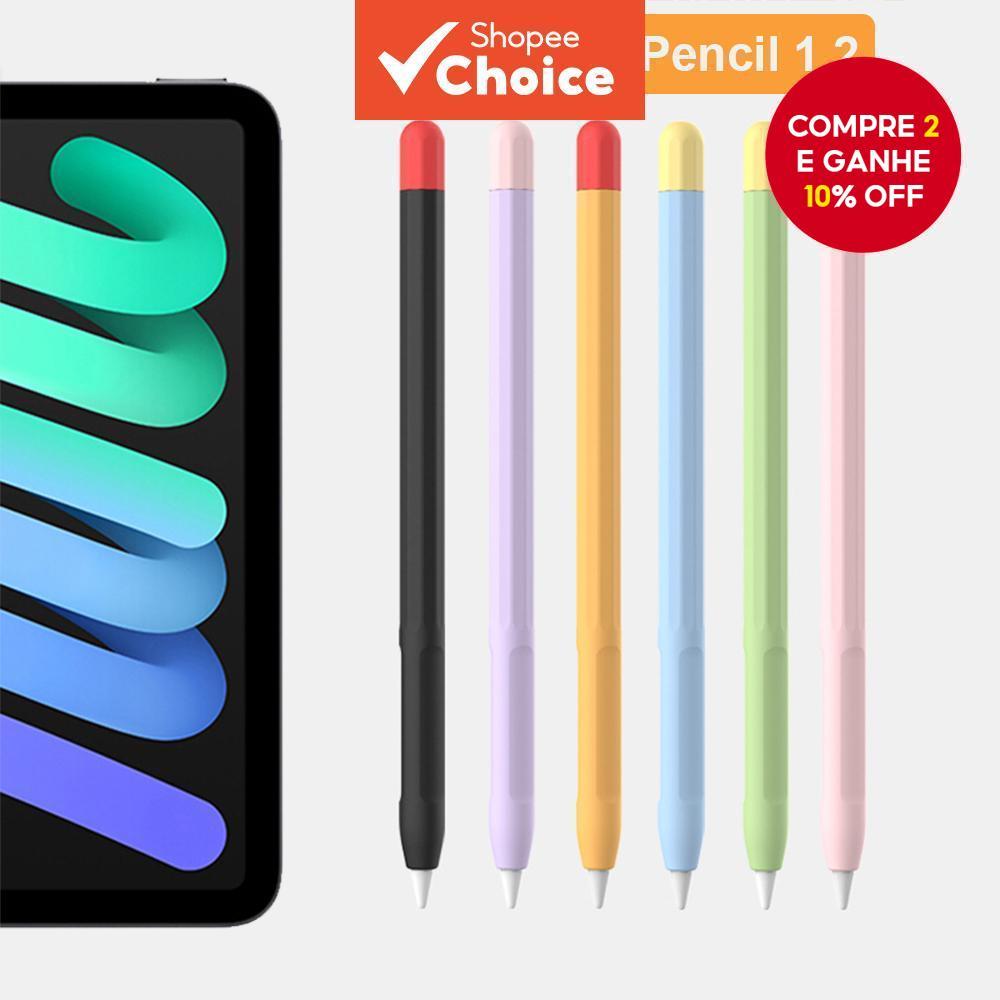 Capa De Silicone Macio Para Apple Pencil 1/2-Ultrafina À Prova De Choque Com Tampa De Ponta