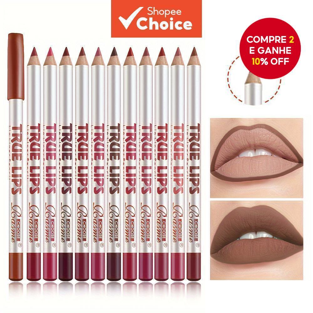 Conjunto De Delineador Labial De 12 Peças-Fórmula Veludo Fosco E À Prova D'água , Presente Ideal Para Dia Dos Namorados/