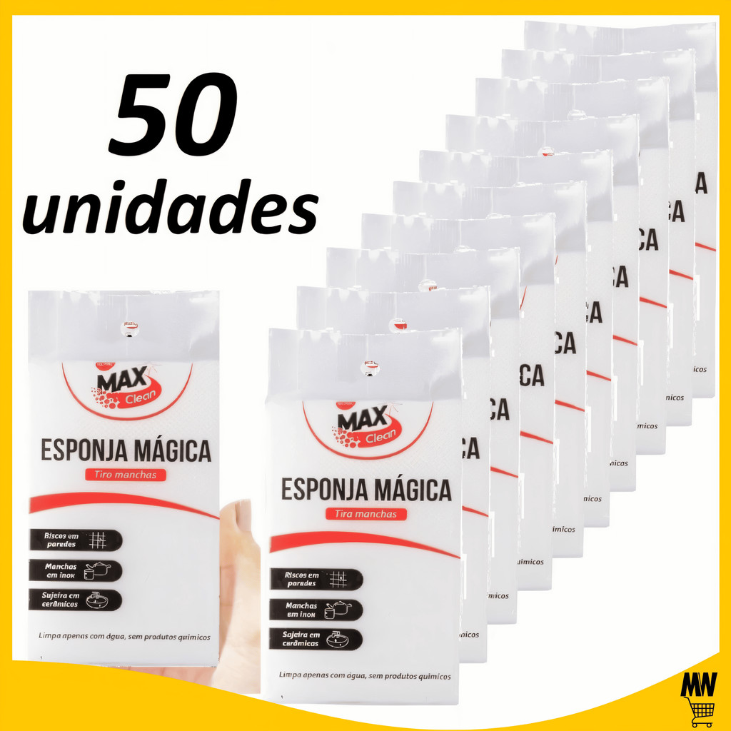 Kit 50x Esponja Bucha Mágica de Melamina Tira Manchas Riscos Mágica Branca Multiuso OFERTA em Oferta na Shopee