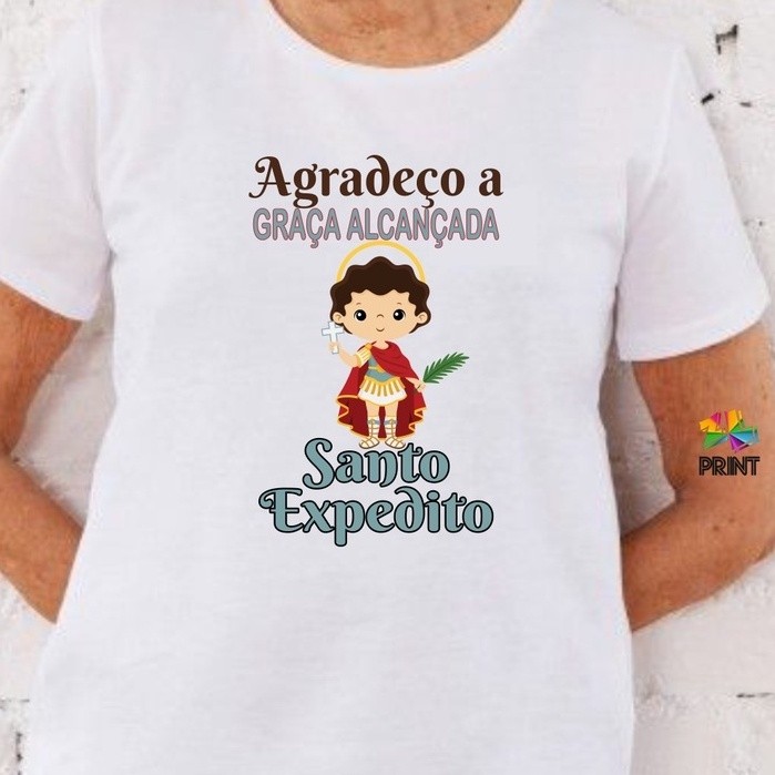 Camiseta AGRADEÇO A GRAÇA ALCANÇADA - SANTO EXPEDITO -  Santo Católico Fé Religião ZLprint