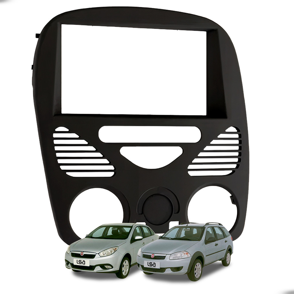 Moldura Cor Preta Painel 7 Polegadas Fiamon MP5 Fiat Palio Siena Strada Palio Weekend 2002-2014 Modelos Sem Ar