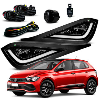 Kit Farol Auxiliar de Milha LED c/ DRL Polo Track 2023 2024 2025 Máscara Negra + Botão Original em Oferta na Shopee