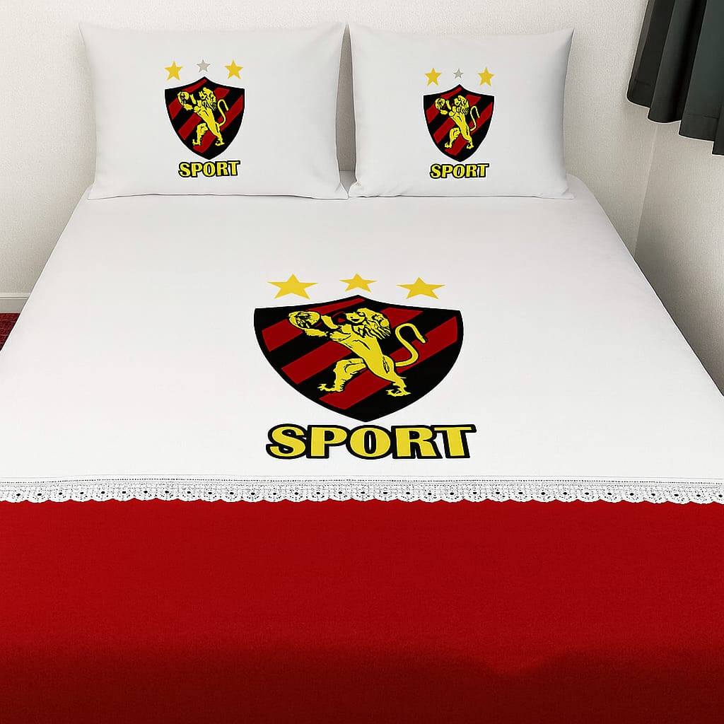 Lençol de Cama  Casal e Solteiro Jogo de lençol do Sport Recife Lençol de Time com Fronhas Com Bico, Envio Imediato!!!