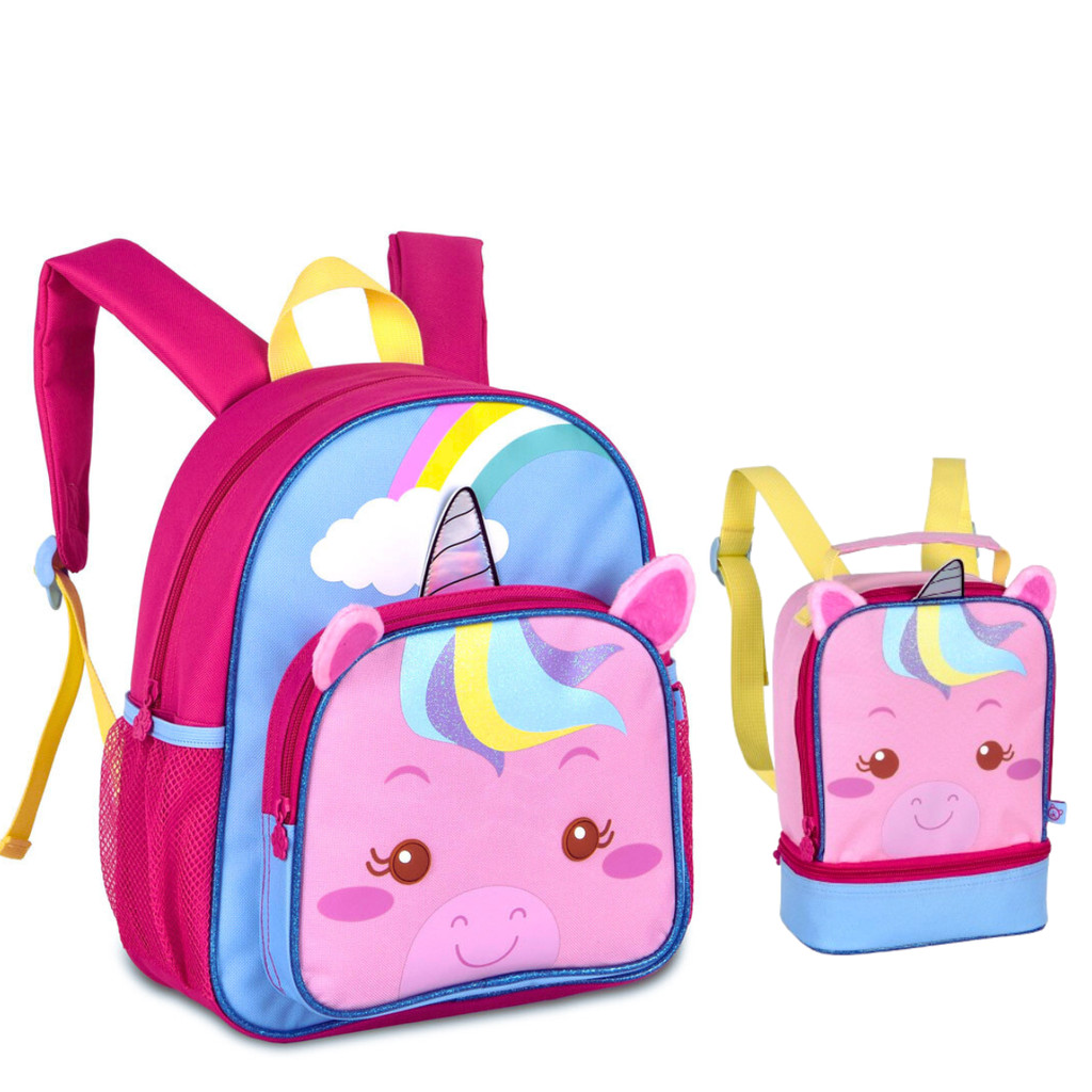 Kit Mochila de Costas E Lancheira Térmica Unicórnio - Clio Style