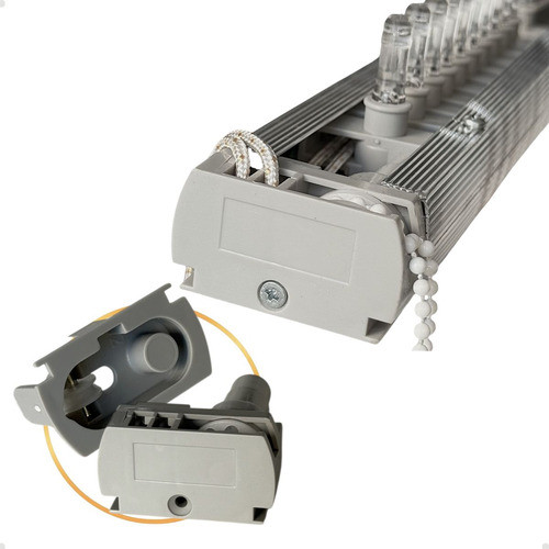 Kit Comando + Ponta Oposta Trilho Persiana Vertical Cinza Peça Manutenção