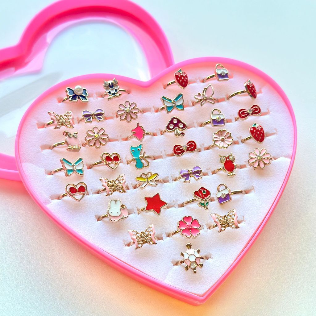 Kit 6 ate 36 Unidades Anéis Infantil Menina Ajustável Sortidos em Oferta na Shopee