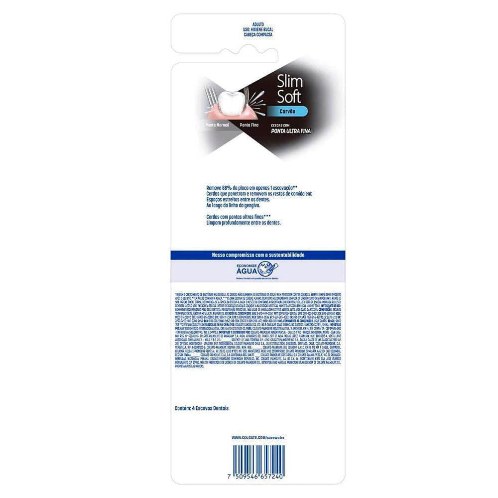 Detalhes do Escova Dental Colgate Slim Soft Black 4 Unidades