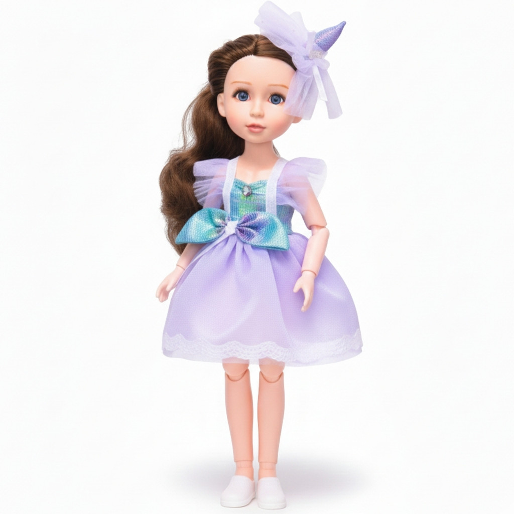 Boneca Articulada Vestido Roxo Coleção Emelia - Castela