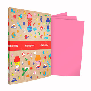 Cartolina Rosa 140g pacote com 100 folhas Chamequinho