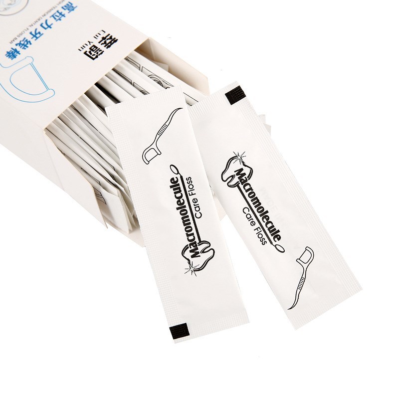 Vara de fio dental descartável, fio dental de polímero ultrafino embalado individualmente, palito de dente pacote famili