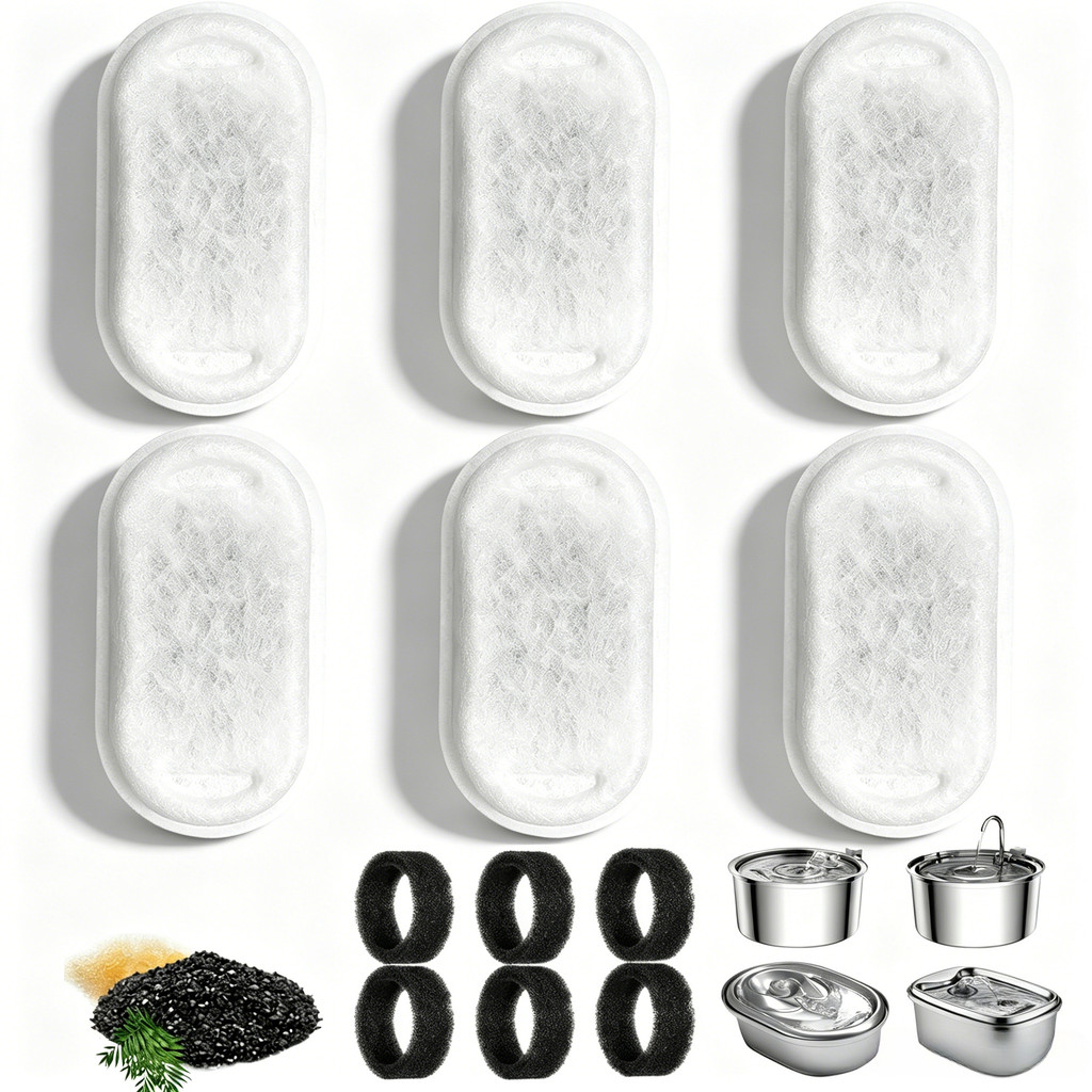 Kit De Filtro Para Bebedouro De Gato Substituição De Fonte De Água Animais De Estimação De Aço Inoxidável 108/3.2L E 67o