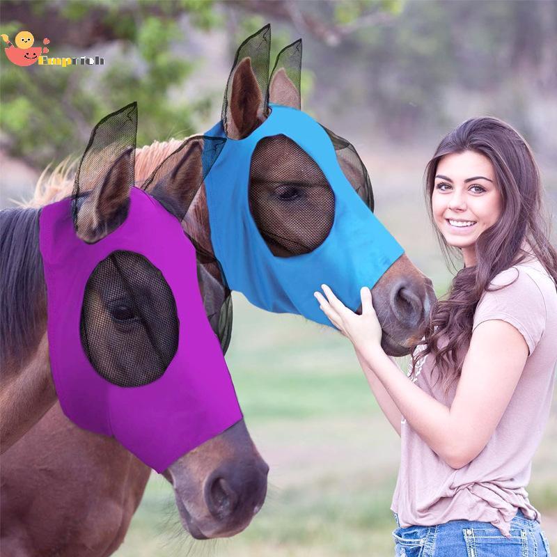 EMCH > Máscara De Equina 1 Peça Cavalo De Malha Anti-Mosca Estiramento Bug Protetor De Olho Macio E Leve Para Uso De Pas