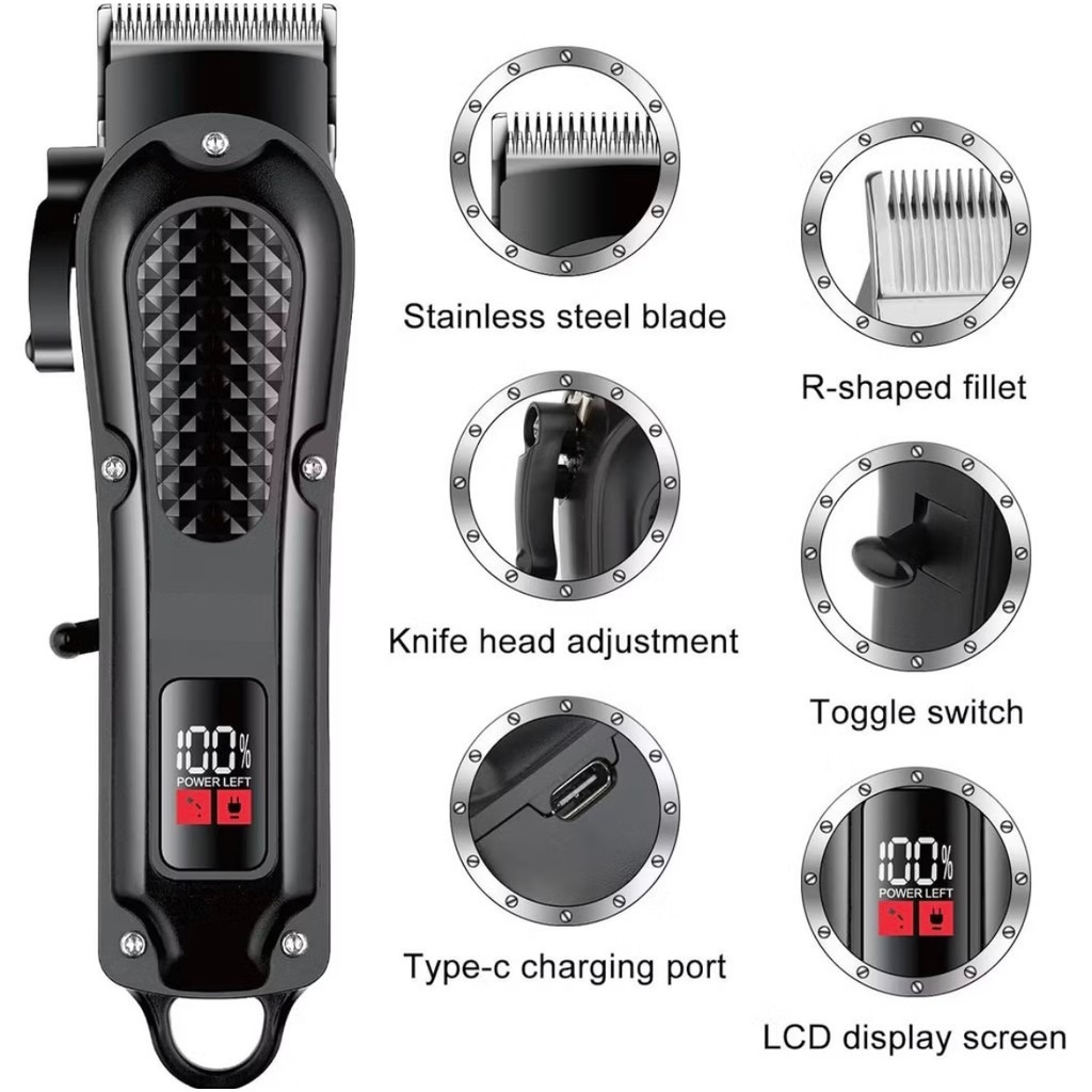 Máquina Profissional Corta Cabelo Sem Fio Recarregável Aparador Barba Precision Hair Clipper