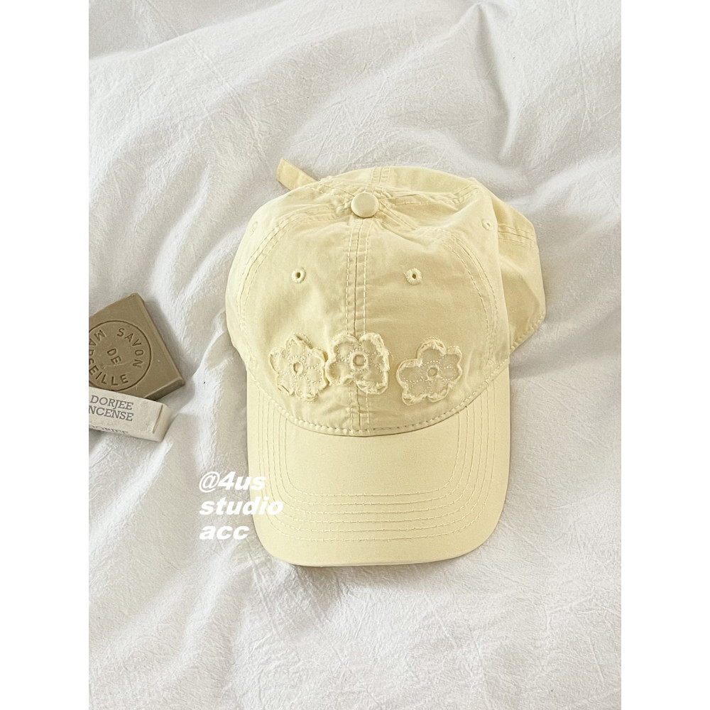 Primavera verão estilo fino novo estilo boné de pico feminino versão coreana flor bordado estilo influenciador casal gua