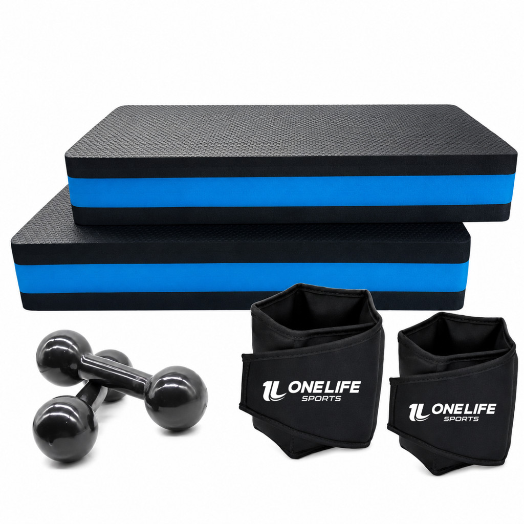 Kit Treino Funcional – 2 Steps Eva, Par Anilhas 5kg e Caneleiras 5kg – One Life Sports® | Fitness