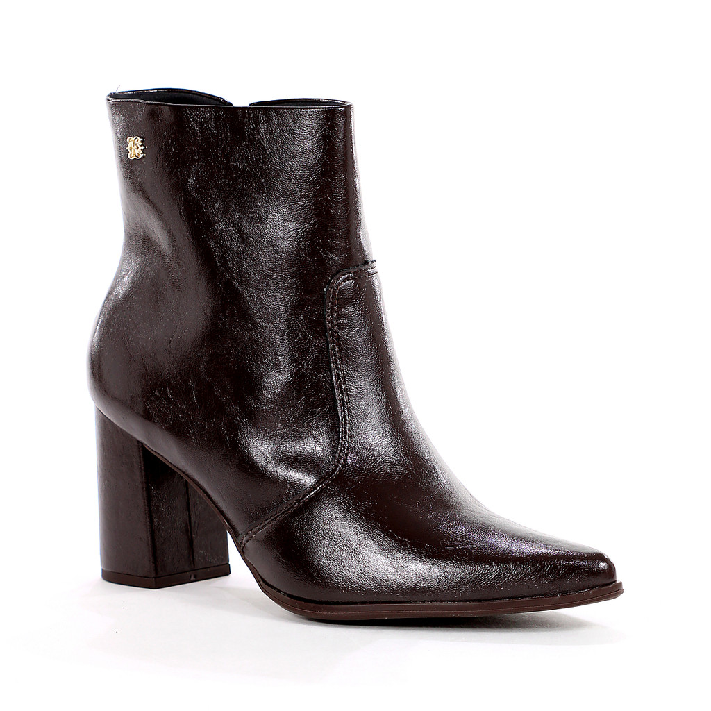 Bota Ramarim Napa Shine Plus Cano Curto Marrom - Feminino