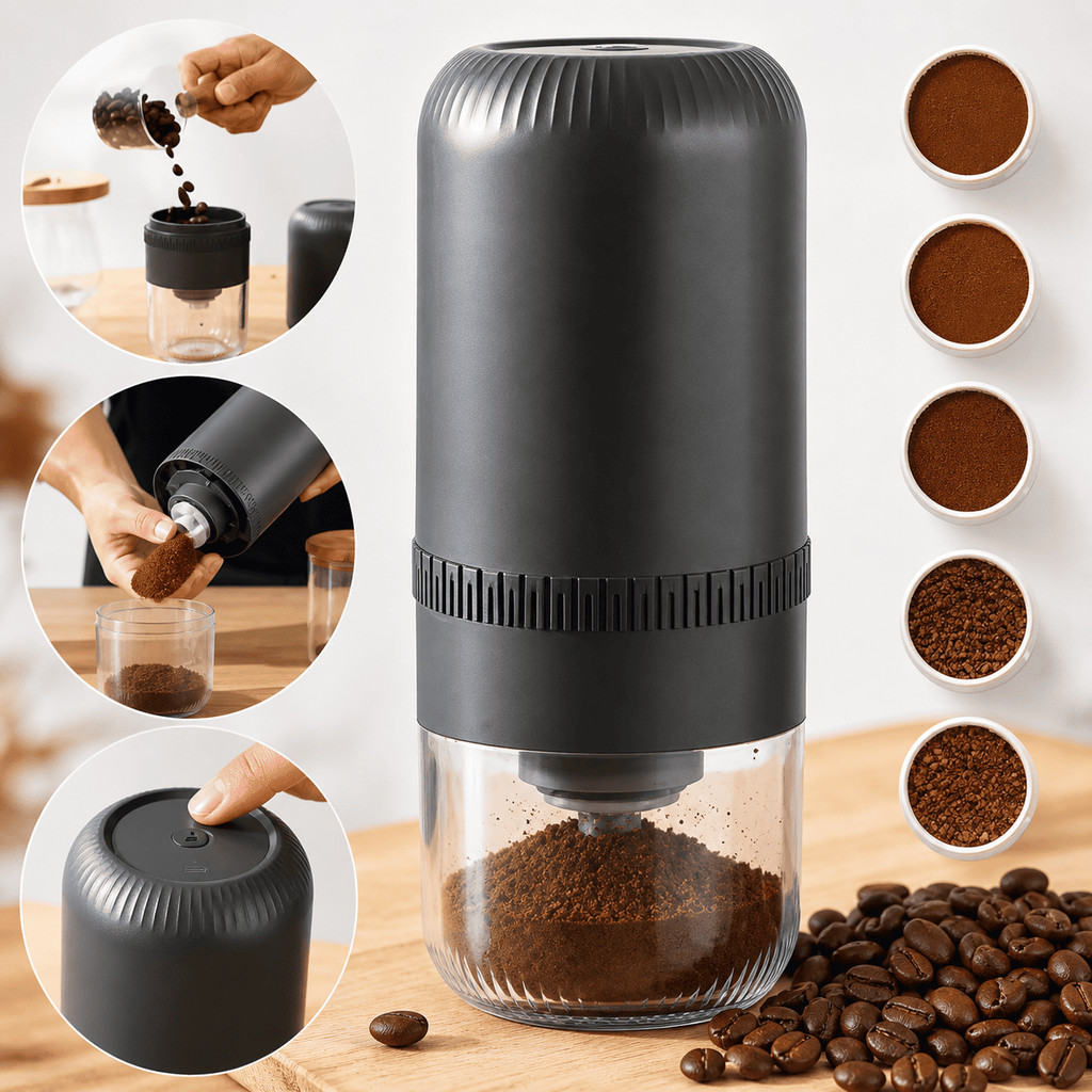 Máquina De Moer Café Elétrica Portátil Moedor De Grãos Doméstico Inox Potente Triturador De Sementes Temperos 110v/220v