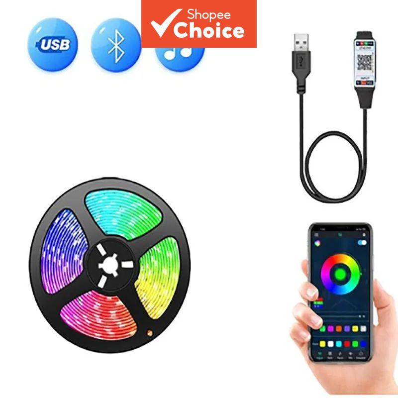 Fita de LED RGB SMD 5050 Bluetooth Controle por Aplicativo Mudança de Cor para Decoração de TV, Fundo de Quarto e Tira