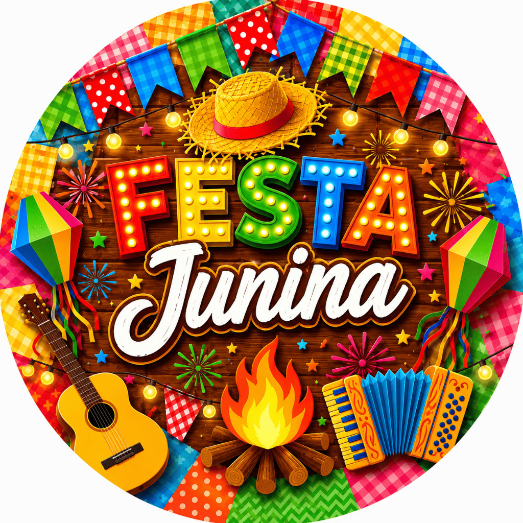 Capa Painel de Festa na Mesa Festa Junina São João Tecido Sublimado Elástico nas Bordas 50x50cm RD01