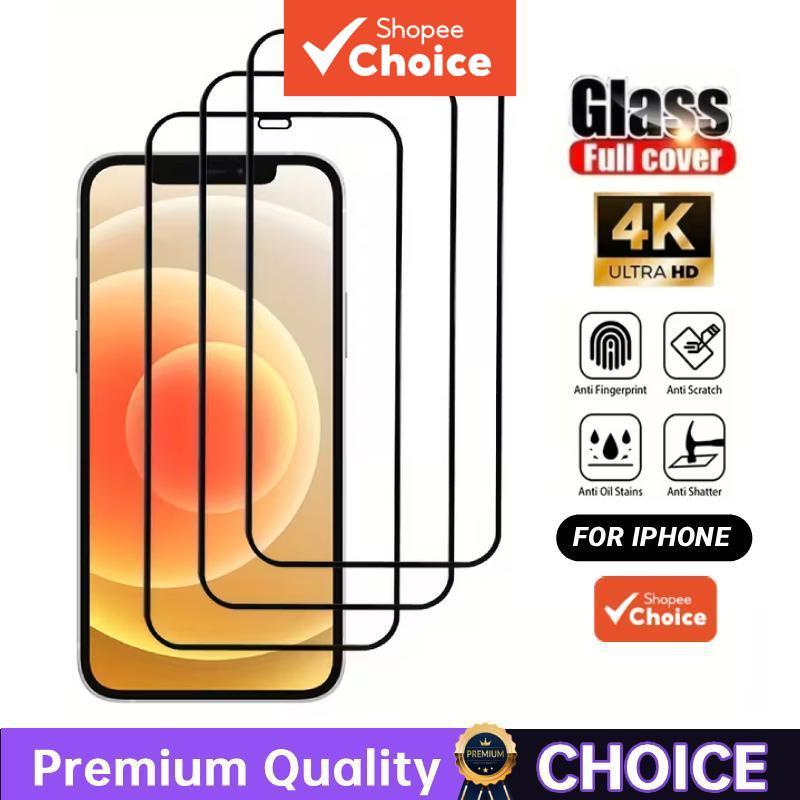 Película de Vidro Temperado para iPhone 11 12 13 14 15 16 17 Pro Max Protetor de Tela 9H Cobertura Total Sem Bolhas